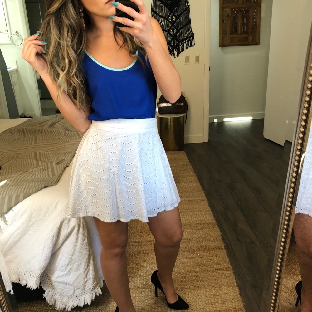 Eyelet A-line skirt